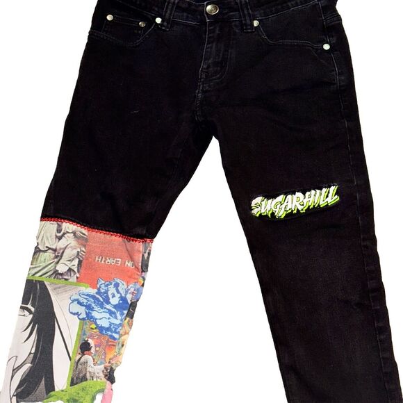SUGARHILL HELL ON EARTH DENIM‎ 28x31 Anime Goth Graffiti Streetwear Graphic Art - Picture 5 of 13